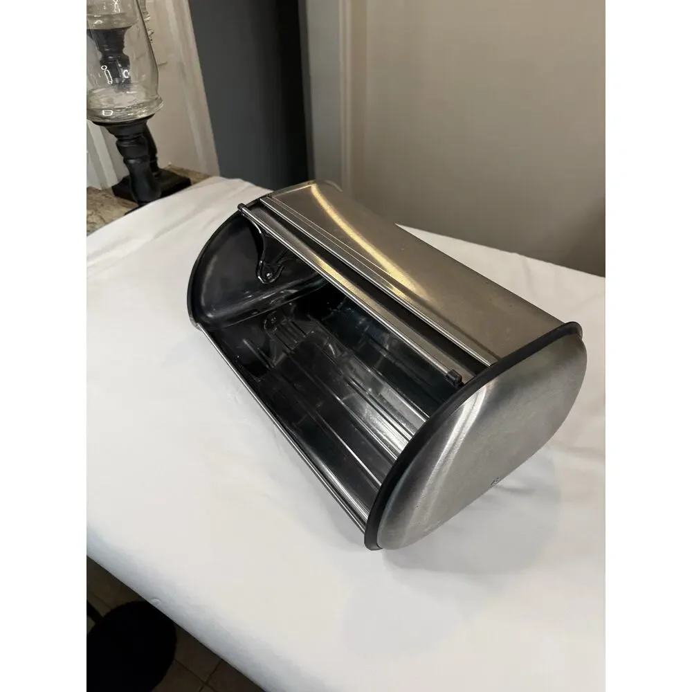 Stainless Steel Roll Top‎ Bread Box Countertop Kitchen Storage